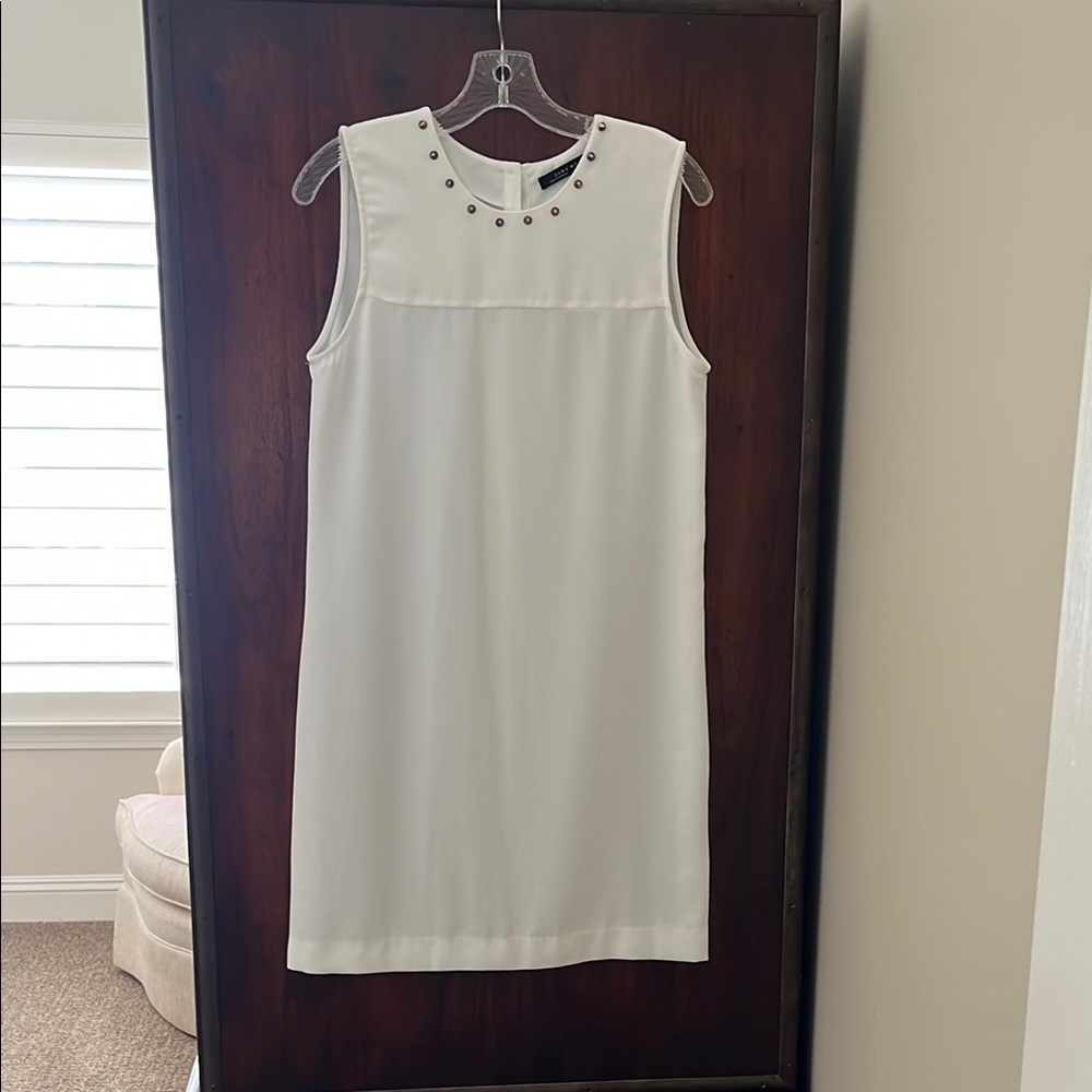 Zara White Embellished Sheath Mini Dress